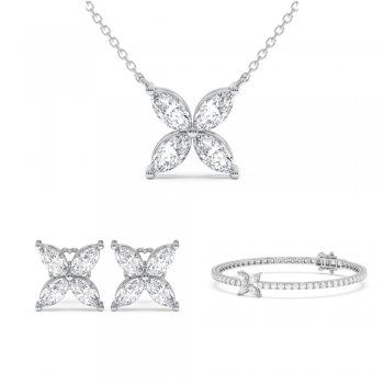 Jewelry Set with 2.98ct Marquise Diamonds and 4.09ct Round Diamonds
