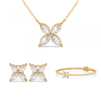 Jewelry Set with 2.98ct Marquise Diamonds and 4.09ct Round Diamonds