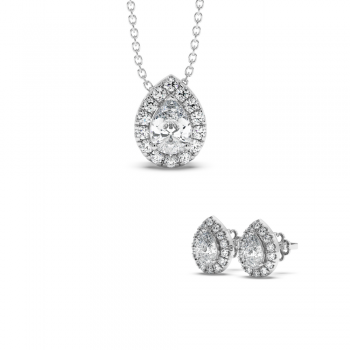 Jewelry Set with 1.52 ct Pear Diamonds and 0.78 ct side diamonds