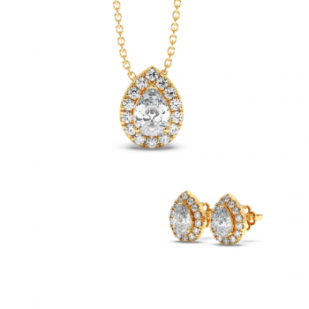 Jewelry Set with 1.52 ct Pear Diamonds and 0.78 ct side diamonds
