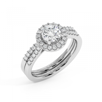 Engagement Ring Set with 0.75ct Center Diamond and 0.42ct Side Diamonds