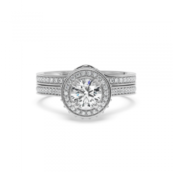 Engagement Ring Set with 0.75ct Center Diamond and 0.73ct Side Diamonds