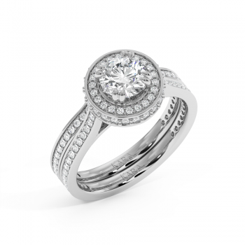 Engagement Ring Set with 0.75ct Center Diamond and 0.73ct Side Diamonds