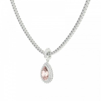 Tennis Charm with 4.08ct Center Cut Morganite Pear Cut and 0.61ct Round Lateral Diamonds