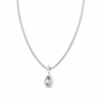 Tennis Charm with 8.48ct Center Cut Morganite Pear Cut Center and 0.51ct Lateral Round Diamonds