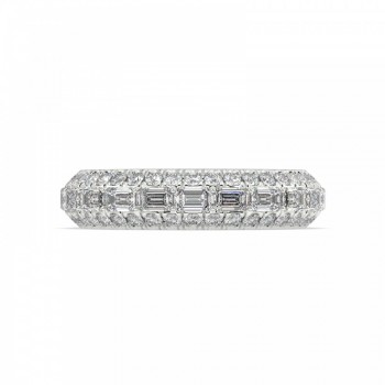 Ring with 0.77 ct Emerald diamonds and 0.48 ct side diamonds