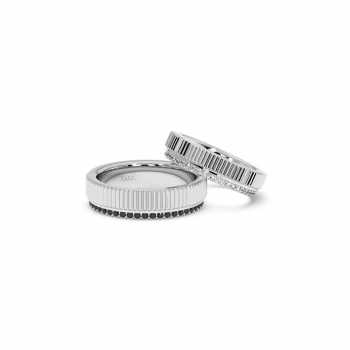 Wedding rings with 0.30ct White Diamonds and 0.46ct Black Diamonds