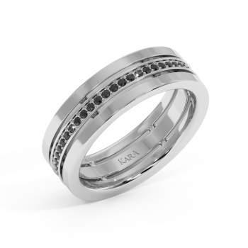 Wedding rings with 0.63ct White Diamonds and 0.43ct Black Diamonds