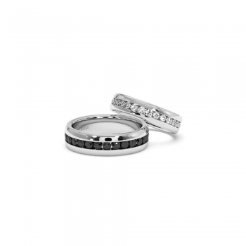 Wedding rings with 1.07ct White Diamonds and 1.63ct Black Diamonds