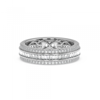 Wedding rings with 1.03 ct baget diamonds and 0.54 ct round diamonds