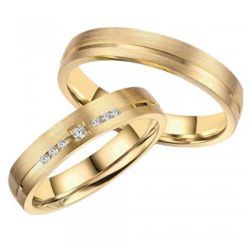 Pink gold wedding rings with 0.22 ct diamonds