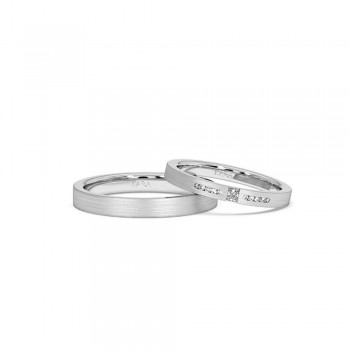 Wedding rings with a Princess Cut Diamond of 0.04ct and Round Diamonds of 0.03ct
