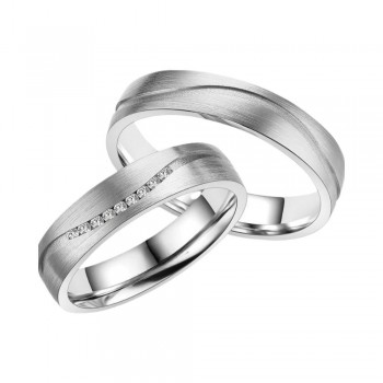 White gold wedding rings with 0.20 diamonds