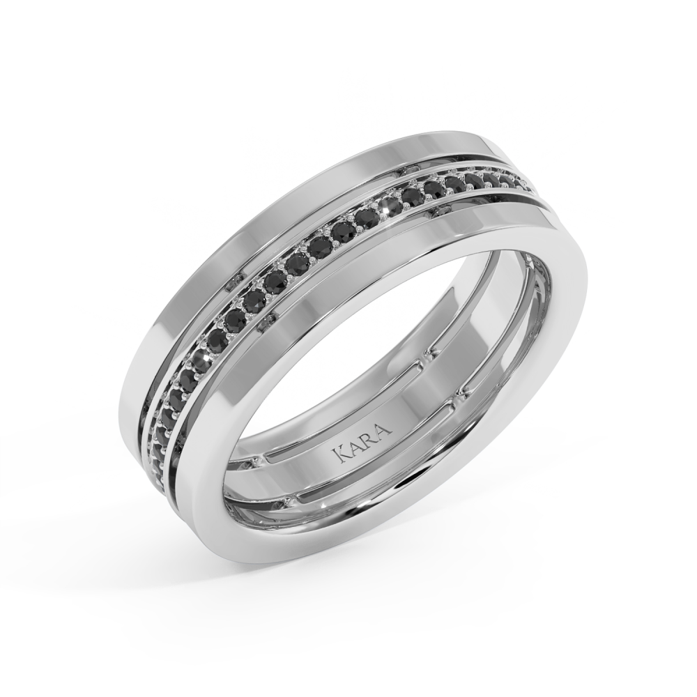 Wedding rings with 0.63ct White Diamonds and 0.43ct Black Diamonds