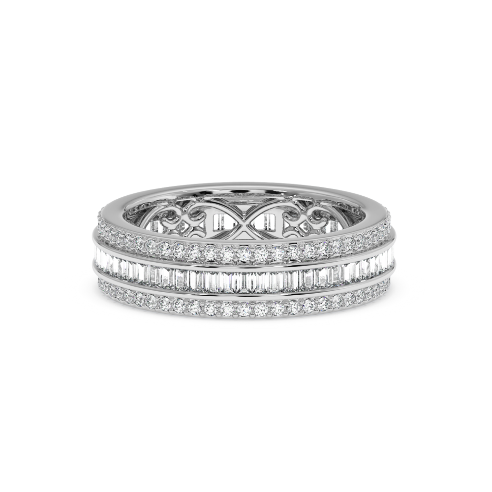Wedding rings with 1.03 ct baget diamonds and 0.54 ct round diamonds