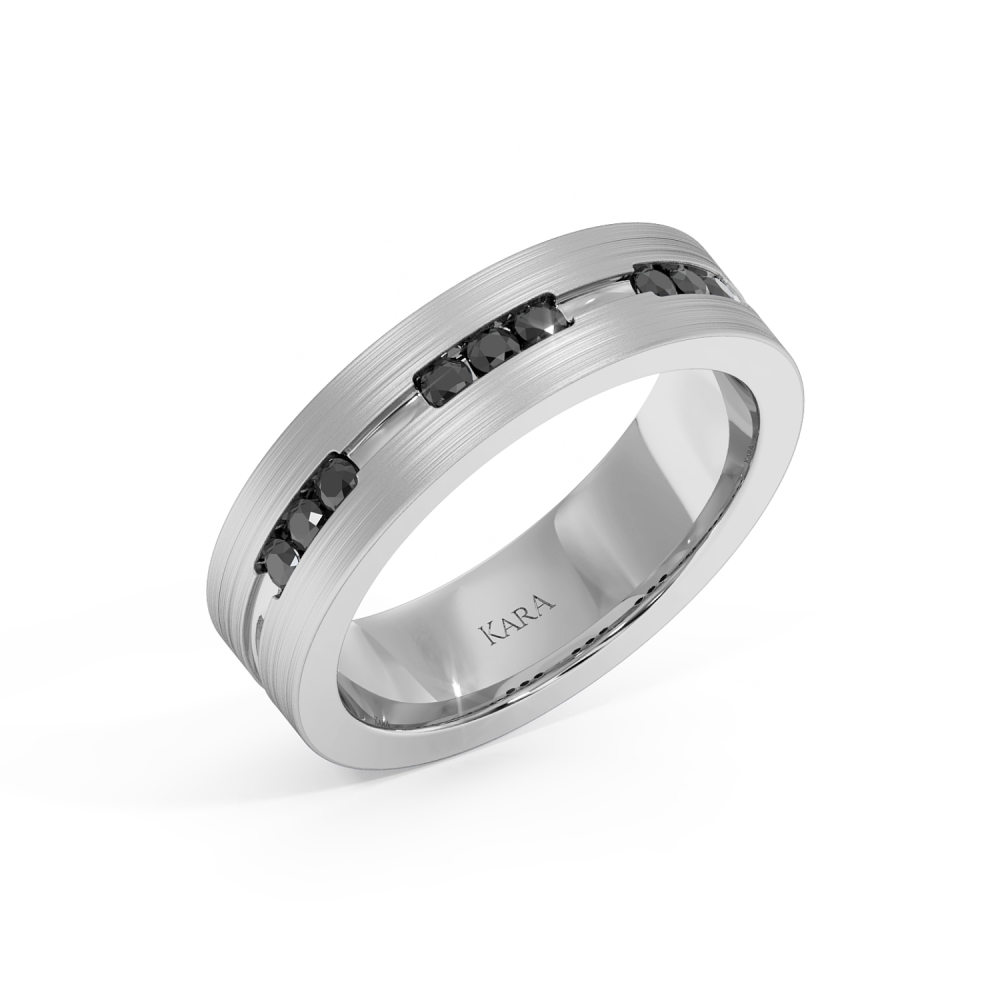 Wedding rings with 0.10ct White Diamonds and 0.30ct Black Diamonds