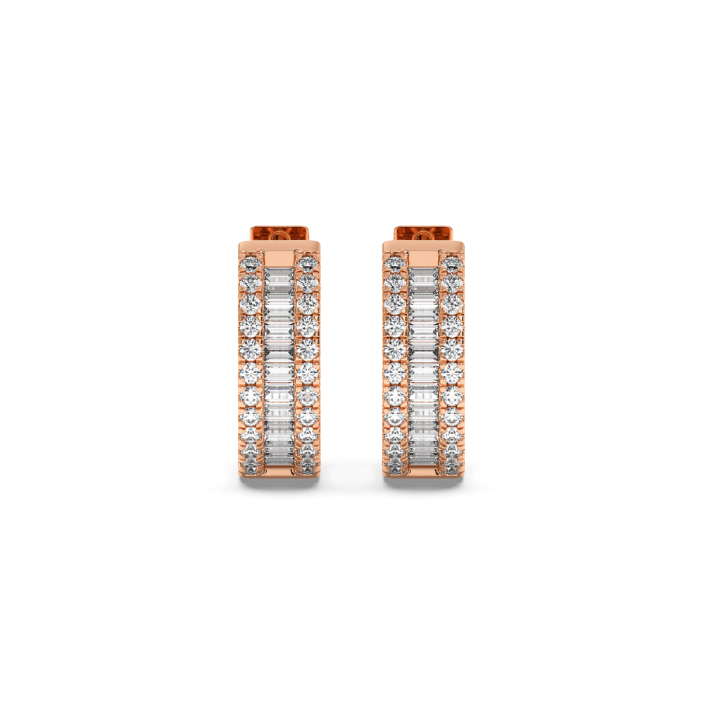 Cercei cu Diamante Baget de 0.21ct si Diamante Rotunde de 0.24ct