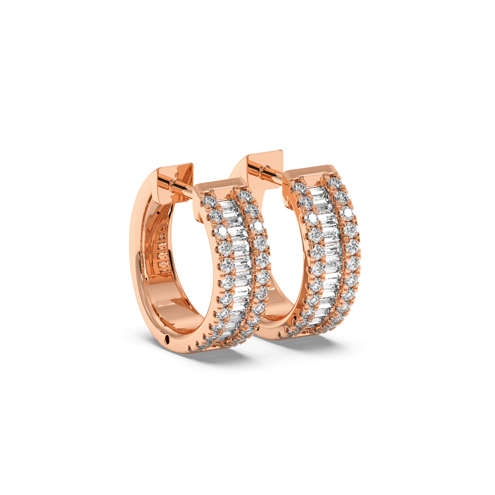 Cercei cu Diamante Baget de 0.21ct si Diamante Rotunde de 0.24ct