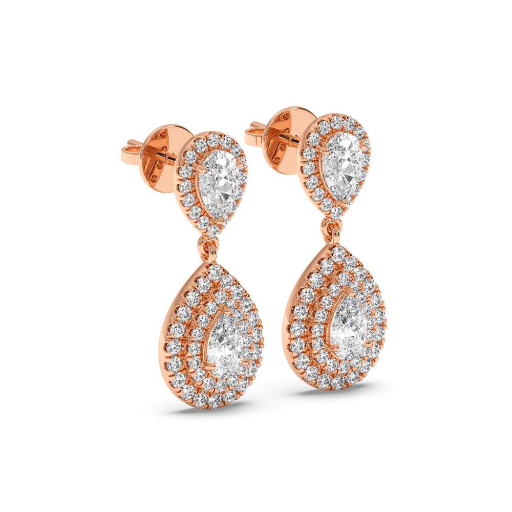 Cercei cu Diamante Pear de 1.16 ct si diamante rotunde de 0.63 ct