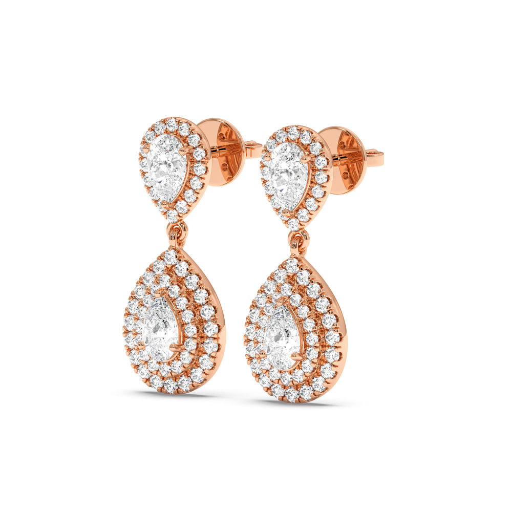 Cercei cu Diamante Pear de 1.16 ct si diamante rotunde de 0.63 ct