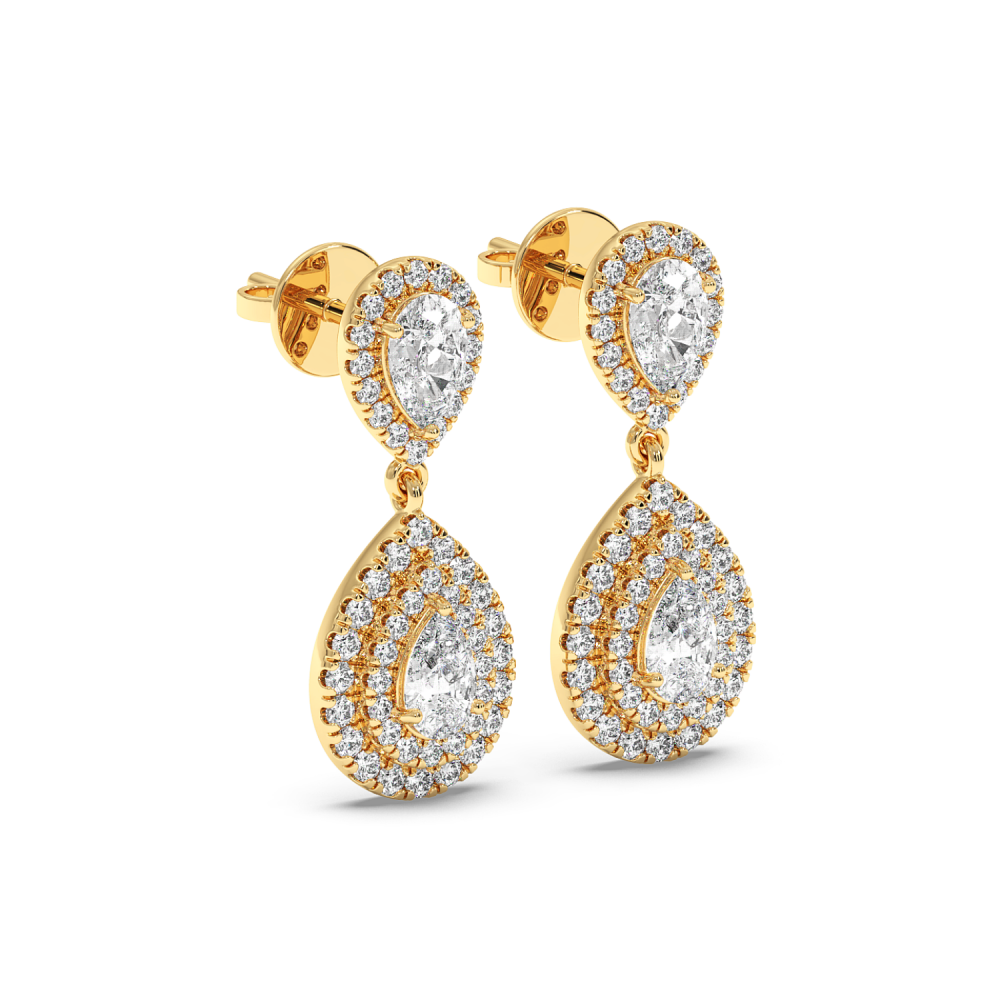 Cercei cu Diamante Pear de 1.16 ct si diamante rotunde de 0.63 ct