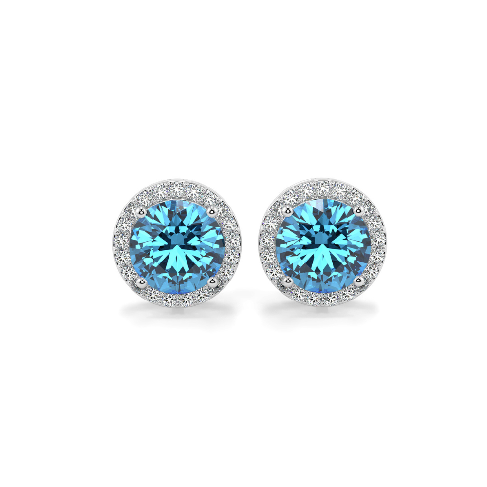 Cercei cu diamante de 0.27 ct si blue-topaz de 1.30 ct
