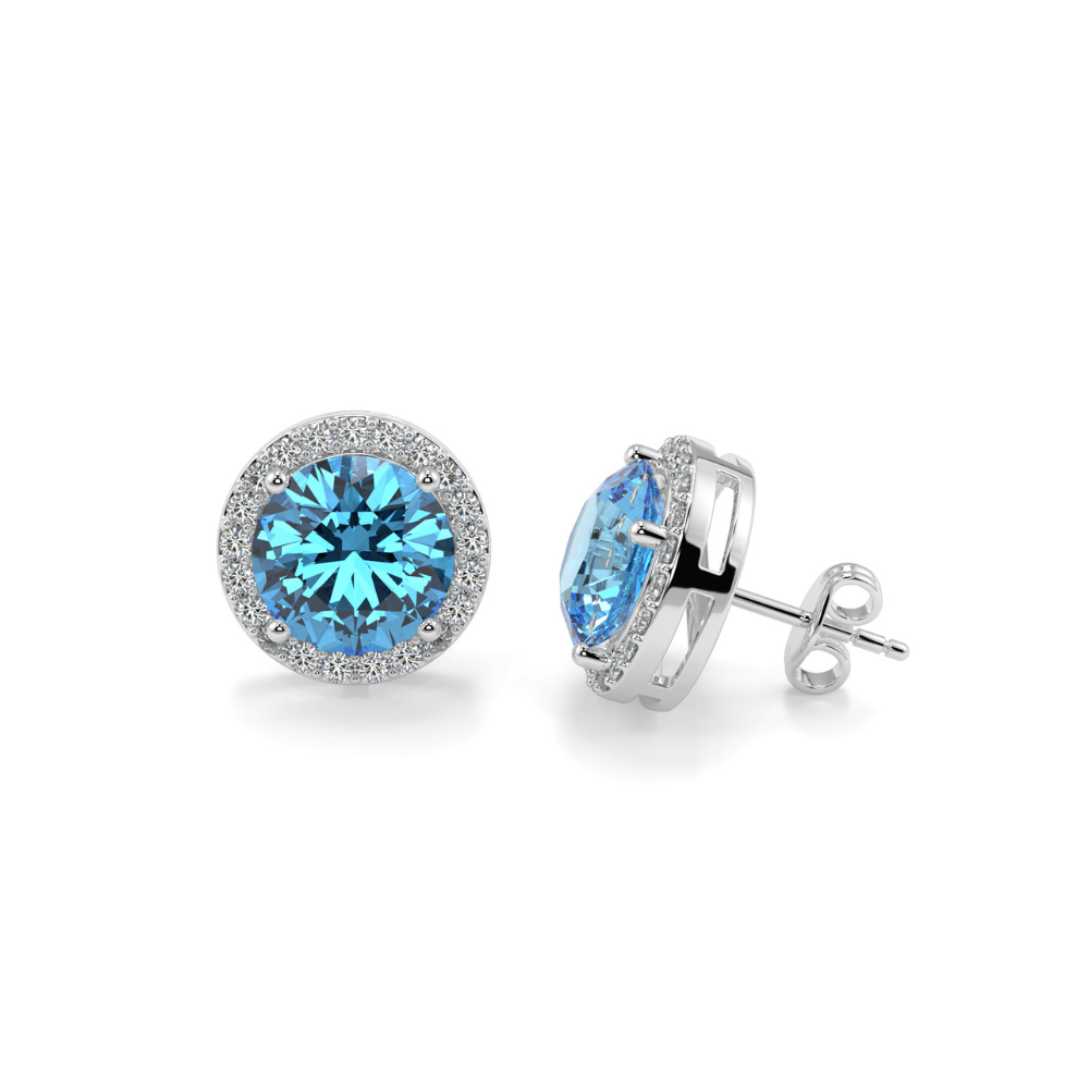 Cercei cu diamante de 0.27 ct si blue-topaz de 1.30 ct