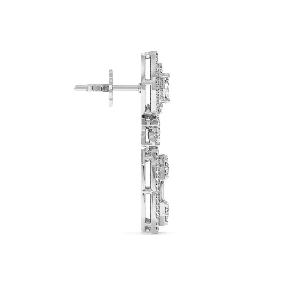 Cercei cu Diamante Rotunde de 1.59ct, Diamante Baget de 0.26ct, Diamante Marquise Cut de 0.18ct si Diamante Emerald Cut de 0.40ct