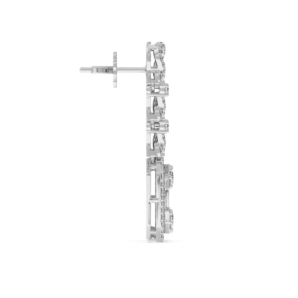 Cercei cu Diamante Rotunde de 1.64ct, Diamante Baget de 0.80ct si Diamante Emerald Cut de 0.40ct