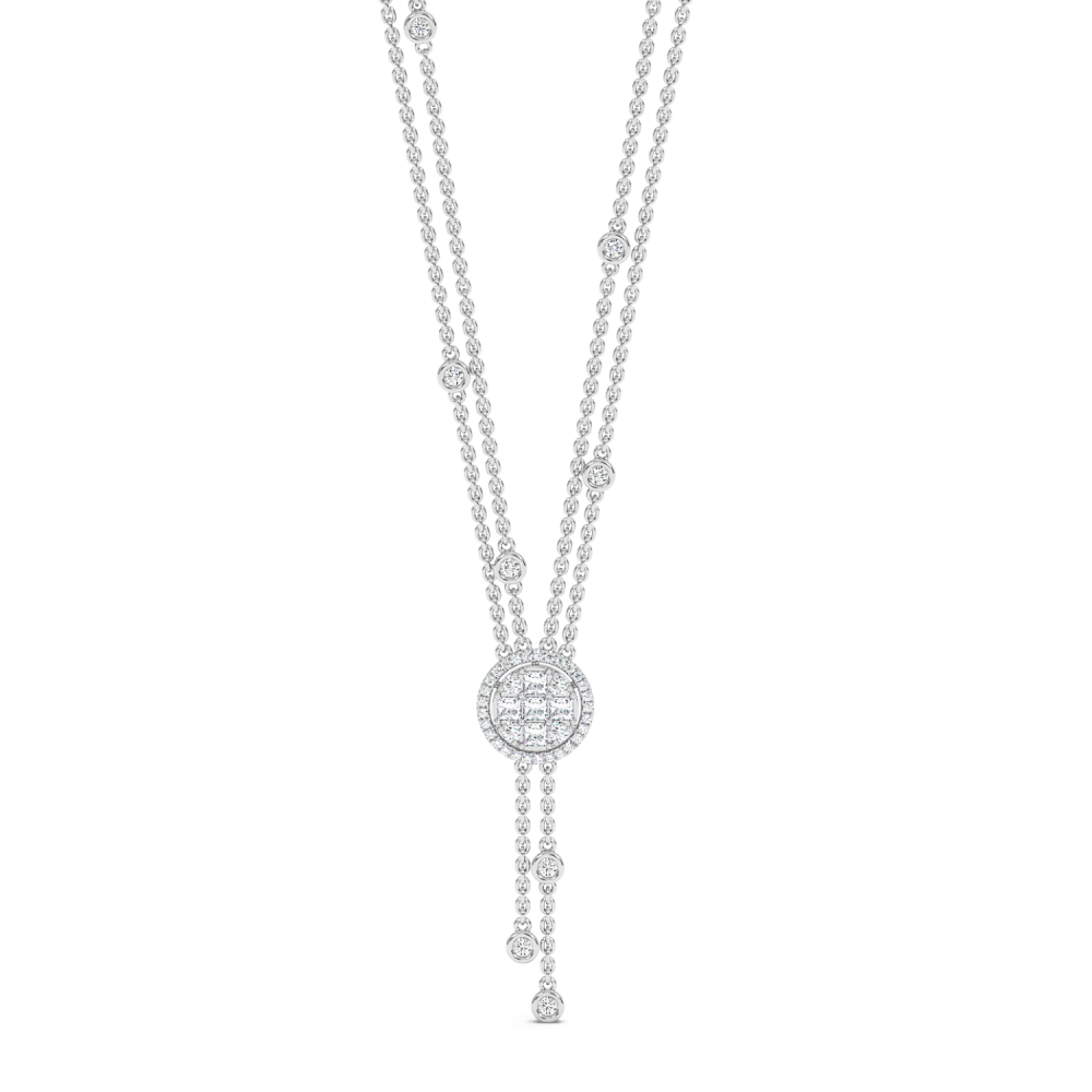 Pandantiv cu Diamante Princess Cut de 0.50ct si Diamante Rotunde de 0.60ct