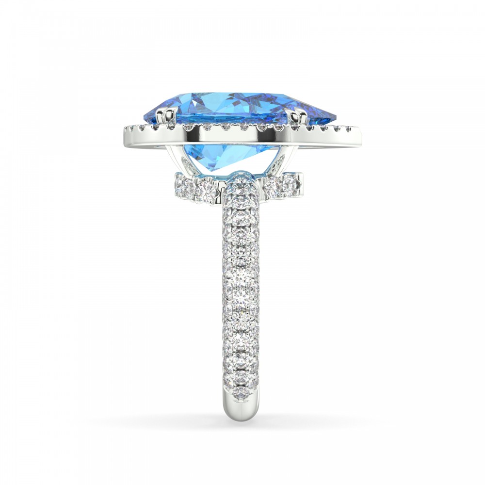 Inel cu Blue Topaz central de 7.00 ct si diamante de 1.33 ct