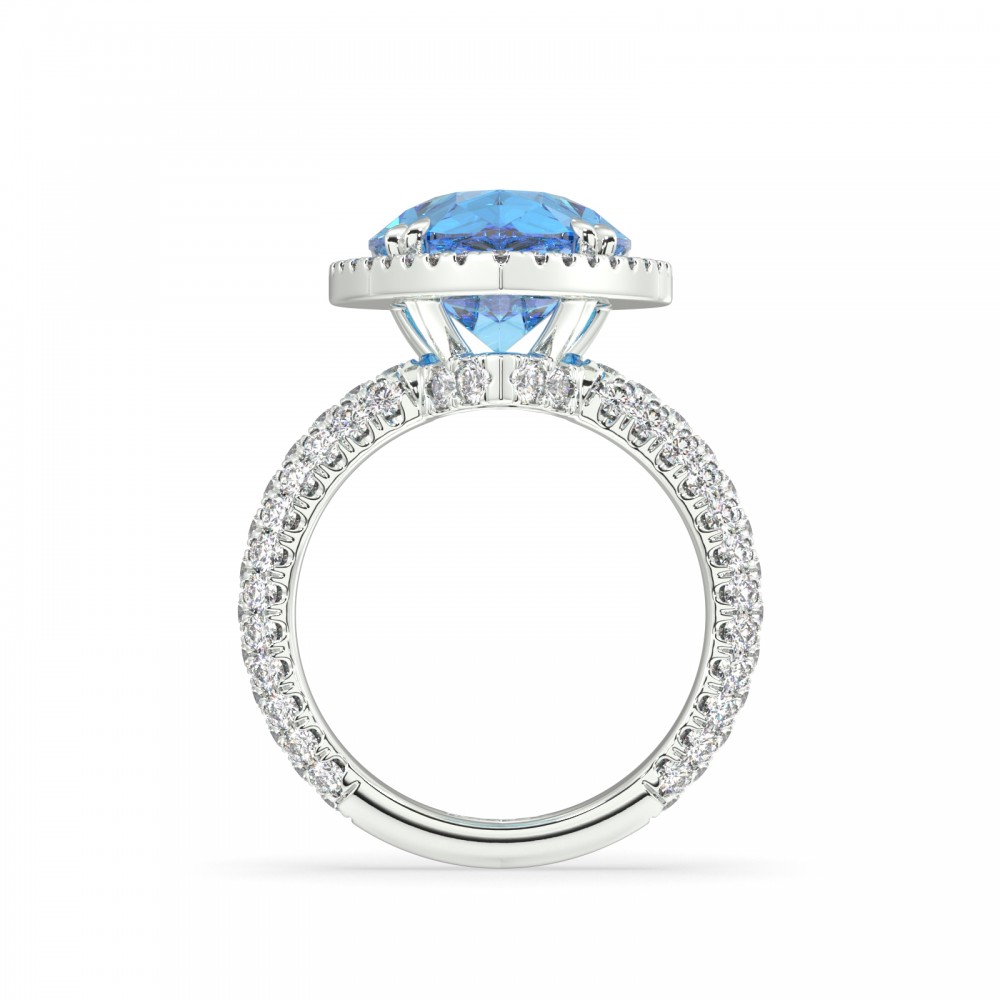 Inel cu Blue Topaz central de 7.00 ct si diamante de 1.33 ct