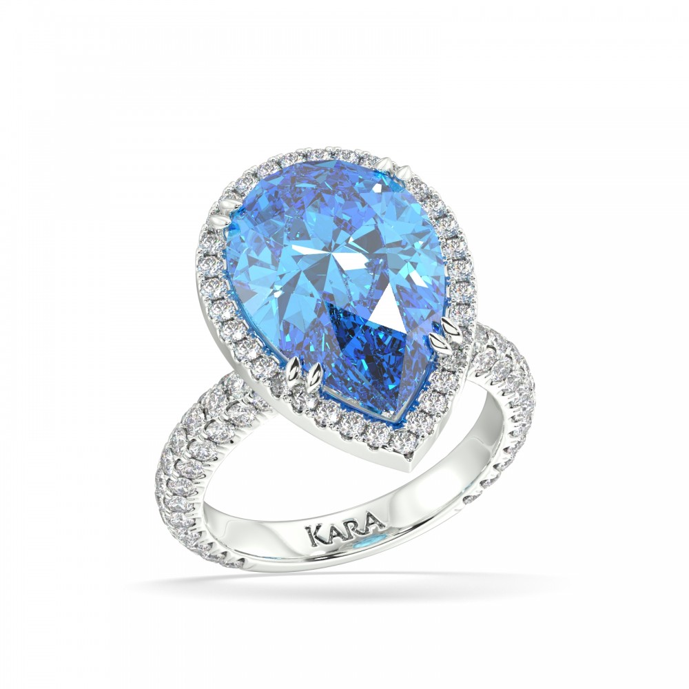 Inel cu Blue Topaz central de 7.00 ct si diamante de 1.33 ct