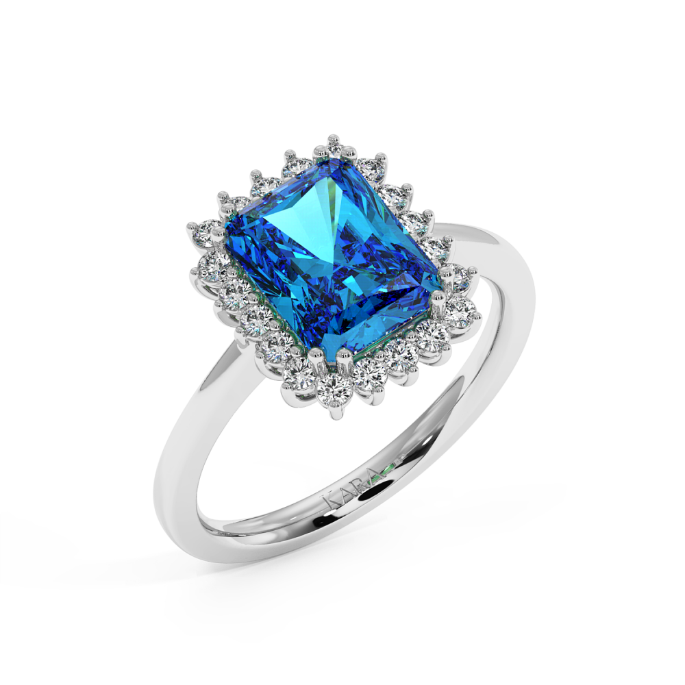 Inel cu Blue Topaz de 2.87 ct si diamante laterale de 0.40 ct