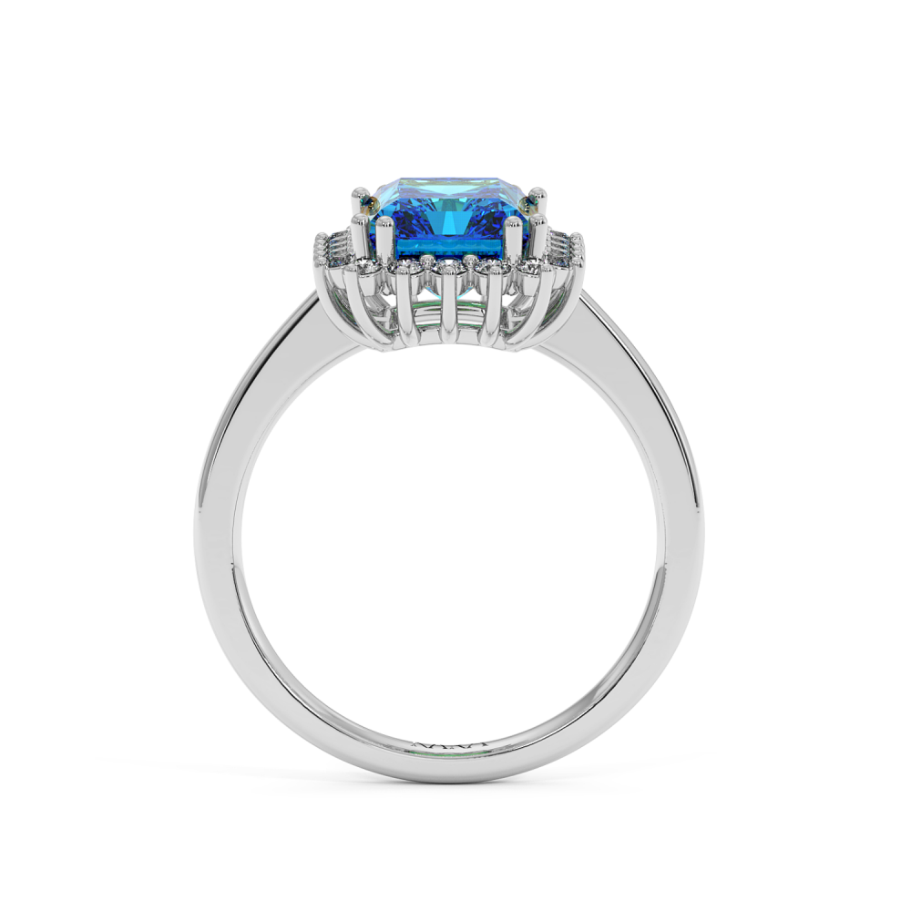 Inel cu Blue Topaz de 2.87 ct si diamante laterale de 0.40 ct