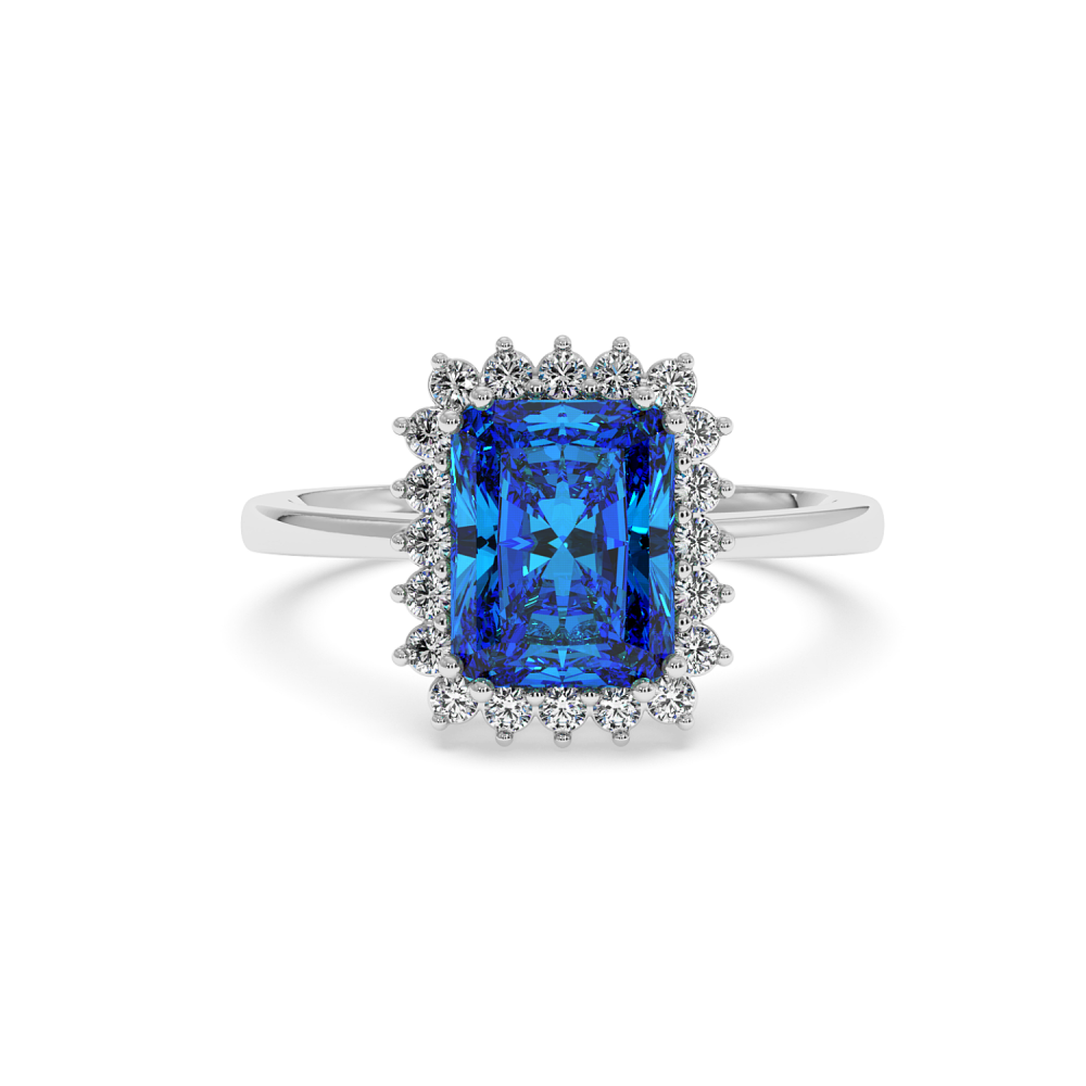 Inel cu Blue Topaz de 2.87 ct si diamante laterale de 0.40 ct