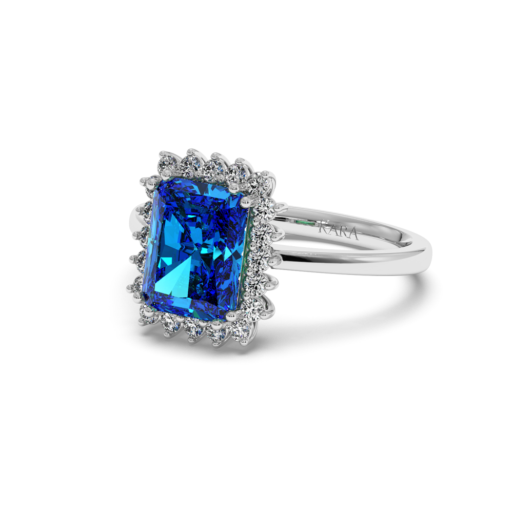 Inel cu Blue Topaz de 2.87 ct si diamante laterale de 0.40 ct