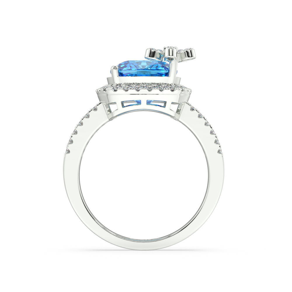 Inel cu Blue Topaz de 5.19 ct si diamante de 0.57 ct