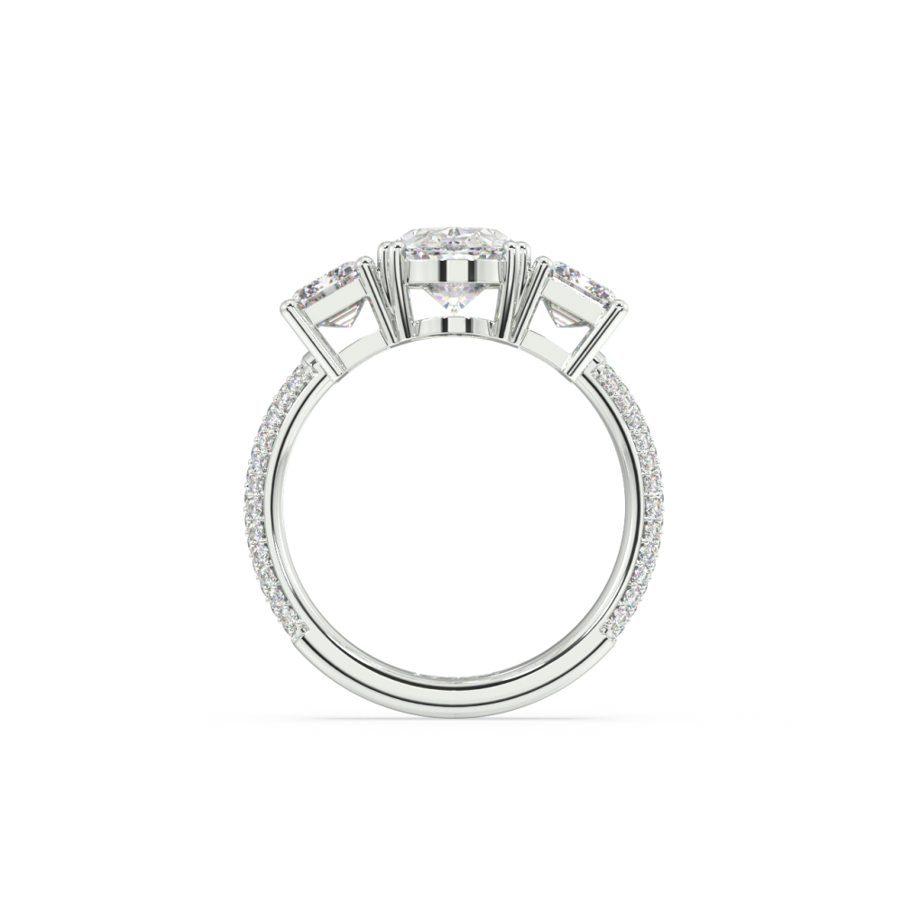 Inel cu Diamant central oval de 2.05 ct, Diamante emerald de 1.41 si Diamante rotunde de 0.26 ct