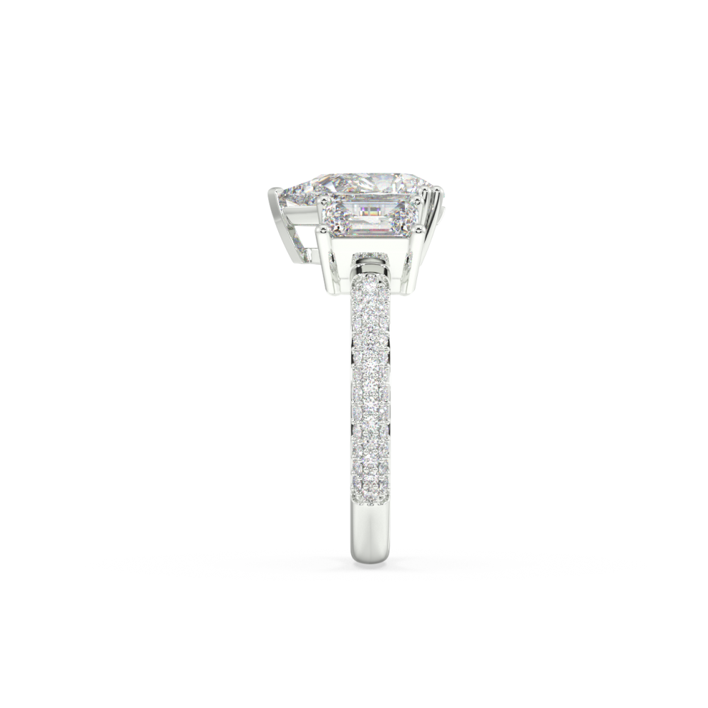 Inel cu Diamant central pear de 1.98 ct, Diamante emerald de 1.41 si Diamante rotunde de 0.26 ct