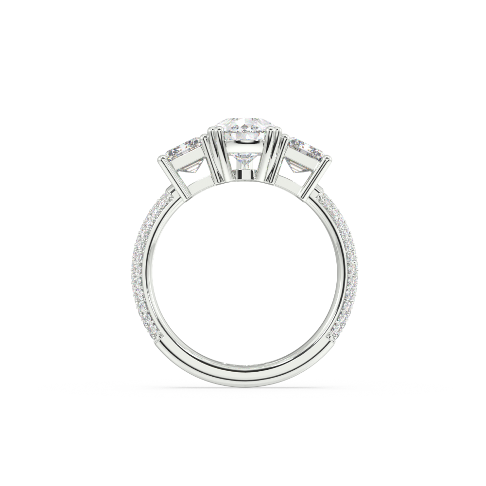 Inel cu Diamant central pear de 1.98 ct, Diamante emerald de 1.41 si Diamante rotunde de 0.26 ct