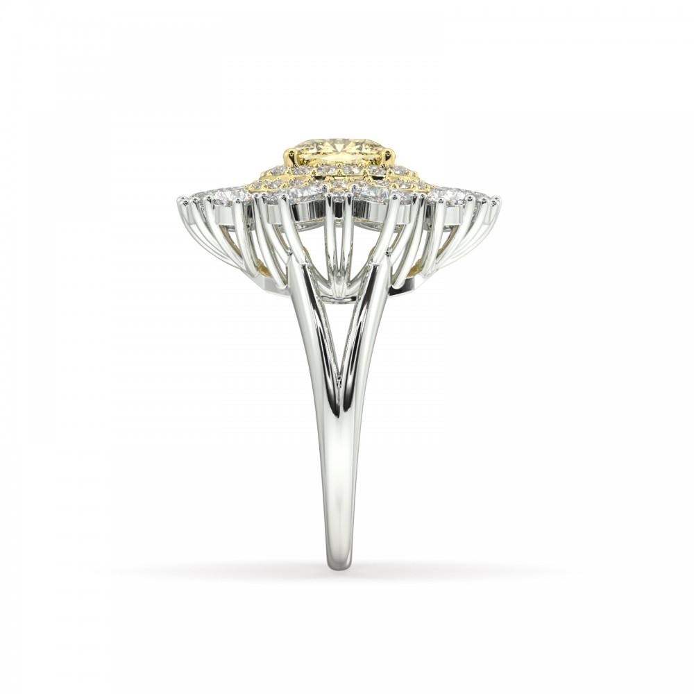 Inel cu Diamant Fancy de 1.68 ct si Diamante Mix de 1.63 ct