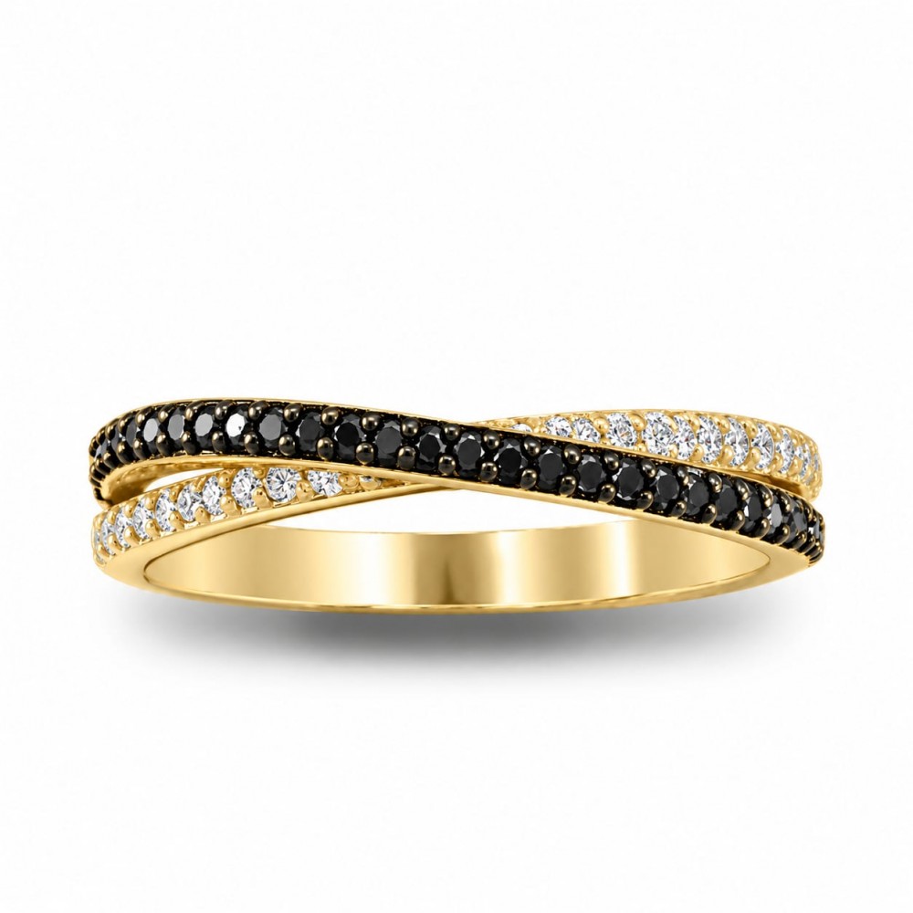 Inel cu Diamante albe de 0.15 ct si Diamante negre de 0.12 ct