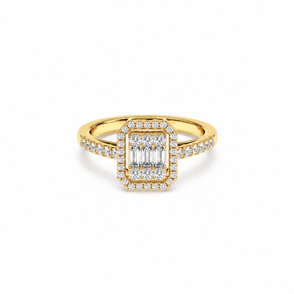 Inel cu Diamante Baget de 0.04ct si diamante rotunde de 0.26 ct