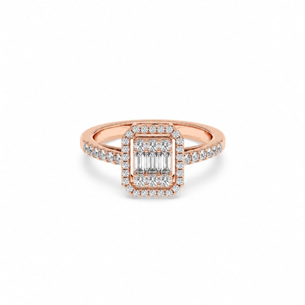 Inel cu Diamante Baget de 0.04ct si diamante rotunde de 0.26 ct