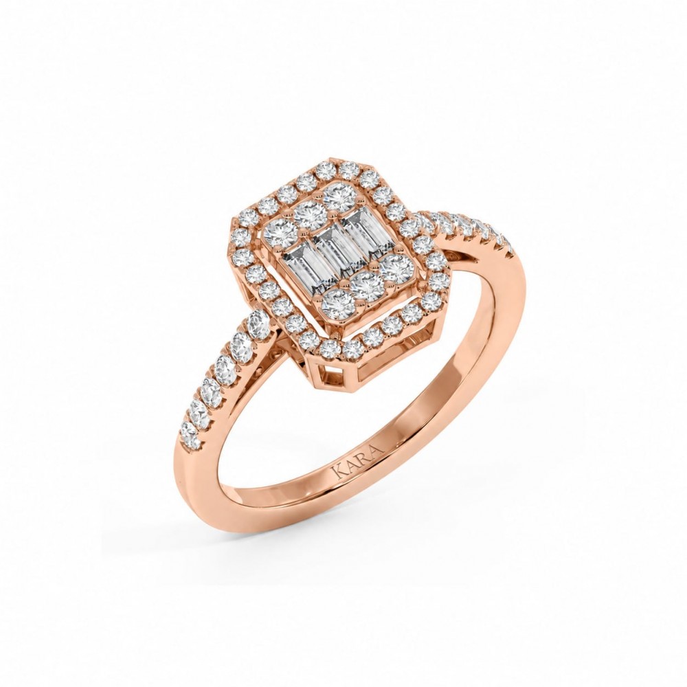Inel cu Diamante Baget de 0.04ct si diamante rotunde de 0.26 ct