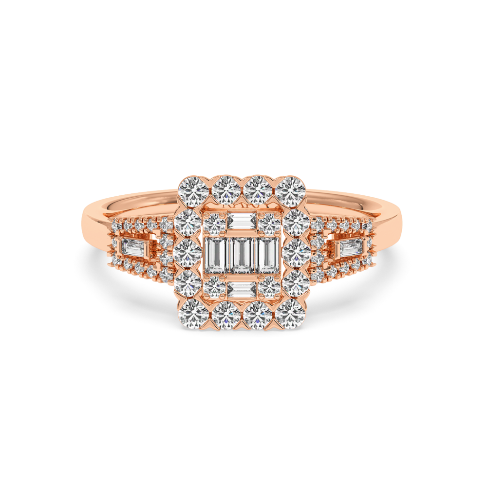 Inel cu Diamante Baget de 0.08ct si Diamante Rotunde de 0.38ct