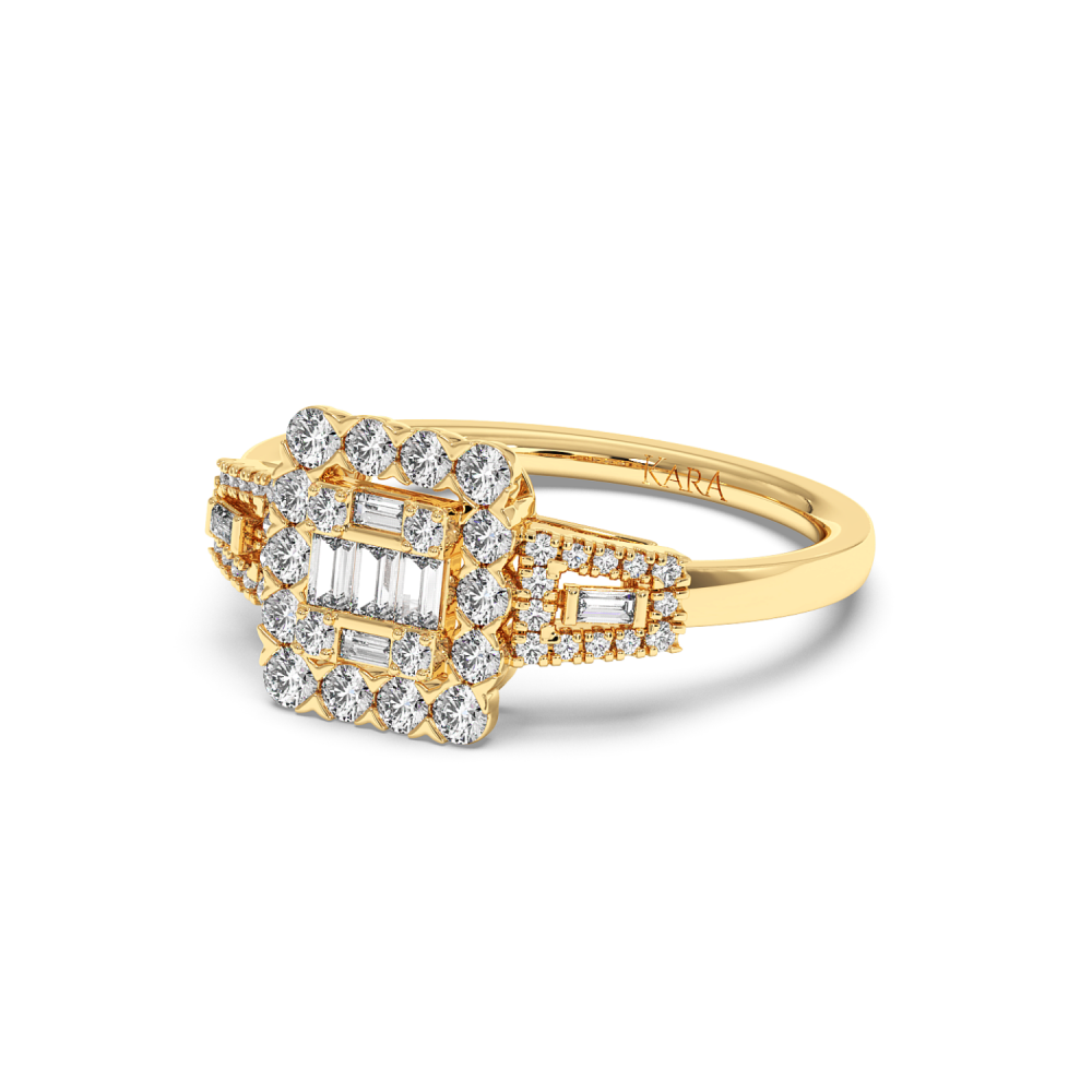 Inel cu Diamante Baget de 0.08ct si Diamante Rotunde de 0.38ct