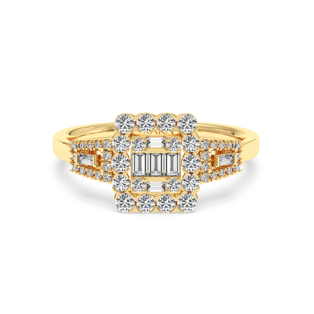 Inel cu Diamante Baget de 0.08ct si Diamante Rotunde de 0.38ct