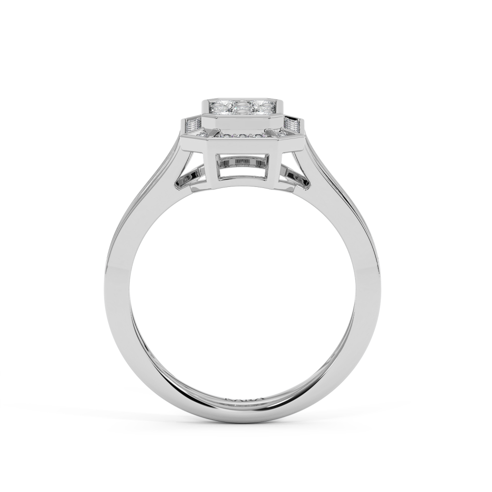 Inel cu Diamante Baget de 0.13ct si Diamante Rotunde de 0.55ct